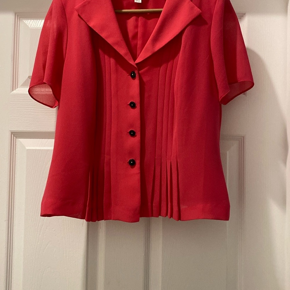 Danny & Nicole Red Flutter Sleeve Blouse